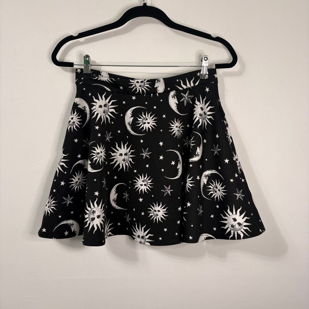 Hot Topic Celestial Black Sun Moon Stars Mini Skirt Sz S